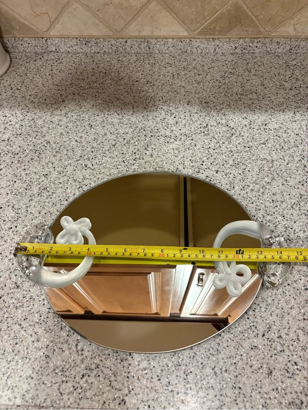 Vintage Riker Art Glass vanity tray featuring a hand-blown
